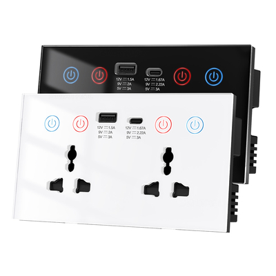 투야 스마트 월 소켓 음성 제어 와이파이 알렉사 전력 모니터 가정 자동화 미국 EU 영국 플러그 USB 타입 C 소켓 10A