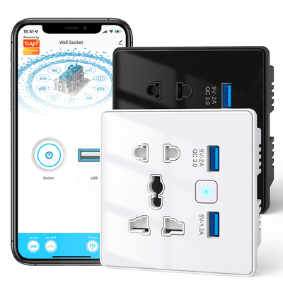 투야 와이파이 월 스마트 소켓 온화 유리 급 충전기 3.0 USB 스마트 홈 자동화 구글 홈 알렉사 유니버설 미국 EU 영국 플러그
