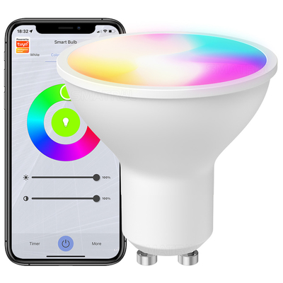 스마트 램프 RGBCW 5W 디메이블 램프 원격 제어 알렉사 구글 홈 투야 GU10 와이파이 스마트 라이트 LED 램프