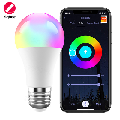 튜야 지그비 10W 스마트 전구 E27 RGB LED 램프 디메이블 타이밍 스마트 라이프 APP 음성 제어 구글 홈 알렉사