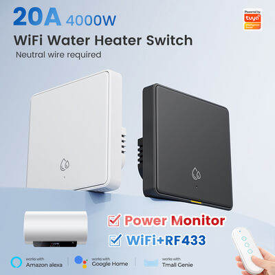 20A 와이파이 RF433 온수기 스위치 Tuya 스마트 홈 4000W 타이밍 카운트다운 무선 벽 스위치 APP 음성 제어 Alexa Google Home 지원