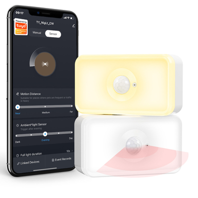 좋은 가격 투야 모션 센서 LED PIR WiFi 인체 움직임 감지 따뜻한 흰색 이중 색상 c 타입 야간 빛 센서 온라인으로