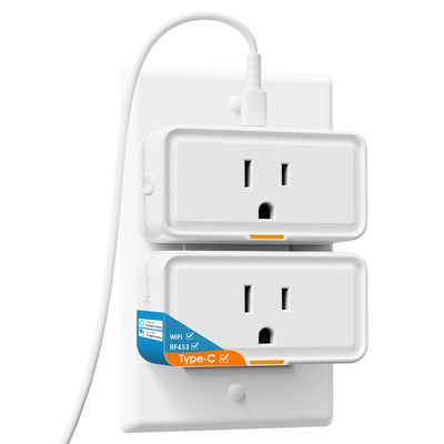 좋은 가격 Tuya 스마트 소켓 전원 모니터링, WiFi 및 RF433 플러그, C 타입 소켓, 앱 및 음성 제어, 알렉사 및 구글 홈과 호환 온라인으로
